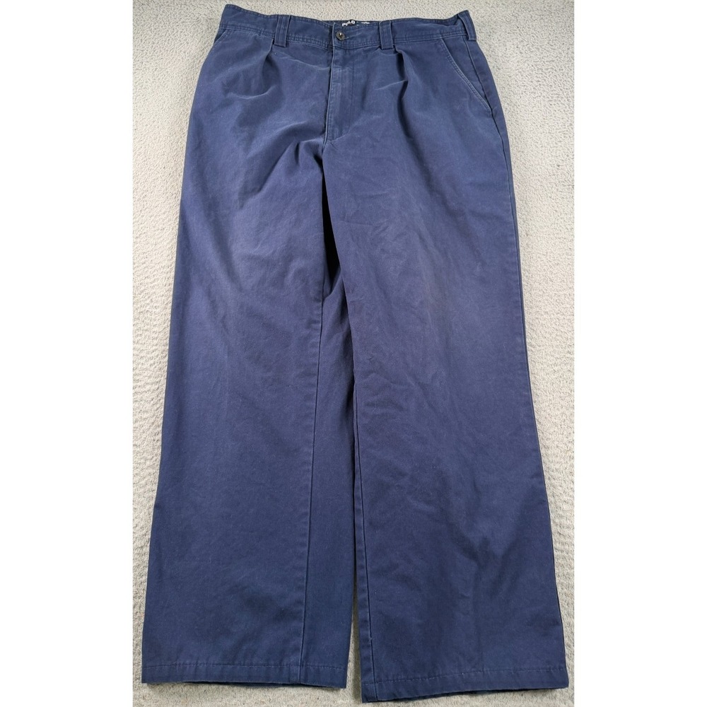 VTG Polo Sport Ralph Lauren Pleated Pants Mens‎ 34x28 Blue Cotton Relaxed Baggy